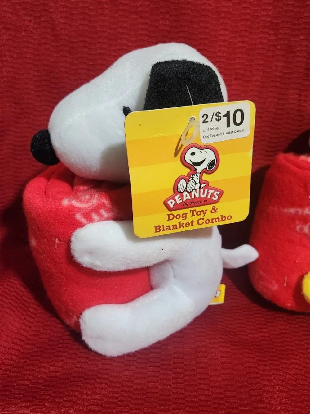 Peanuts Snoopy & Linus Dog Toy Blanket Combo Plush Squeaky NWT 2013 Set